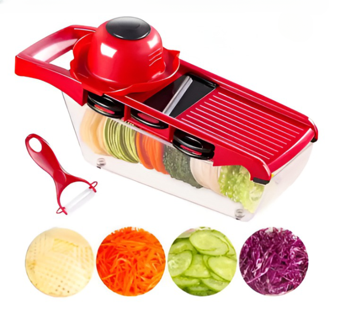 Set Razatoare Neo™ 10 in 1, pentru Taiere si Razuire a Legumelor si Fructelor, Rosu