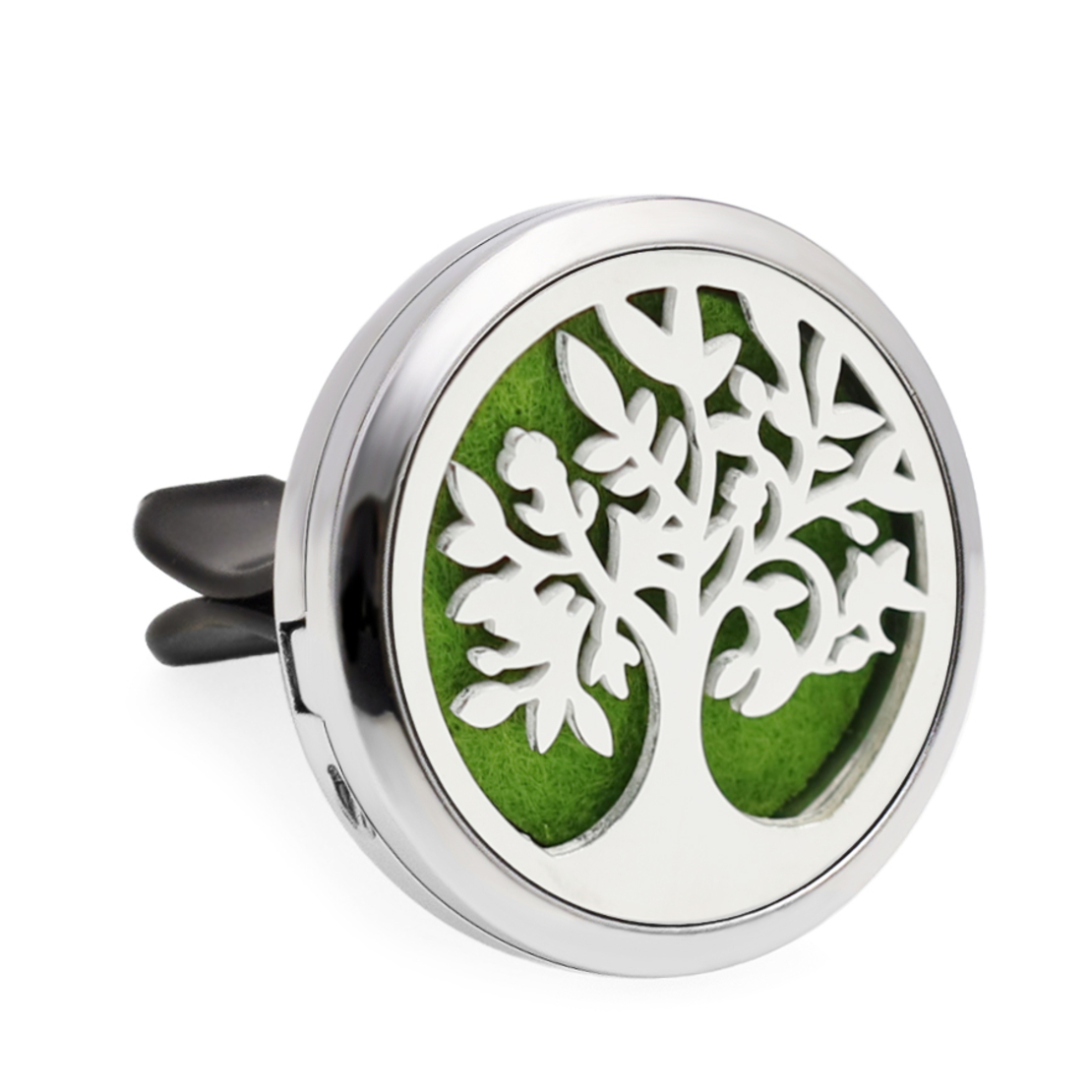 Difuzor auto aromoterapie Neo™ HG426, Tree of Life Young Leaves, 1 pad burete inclus, cu uleiuri esentiale, eco friendly, otel inoxidabil
