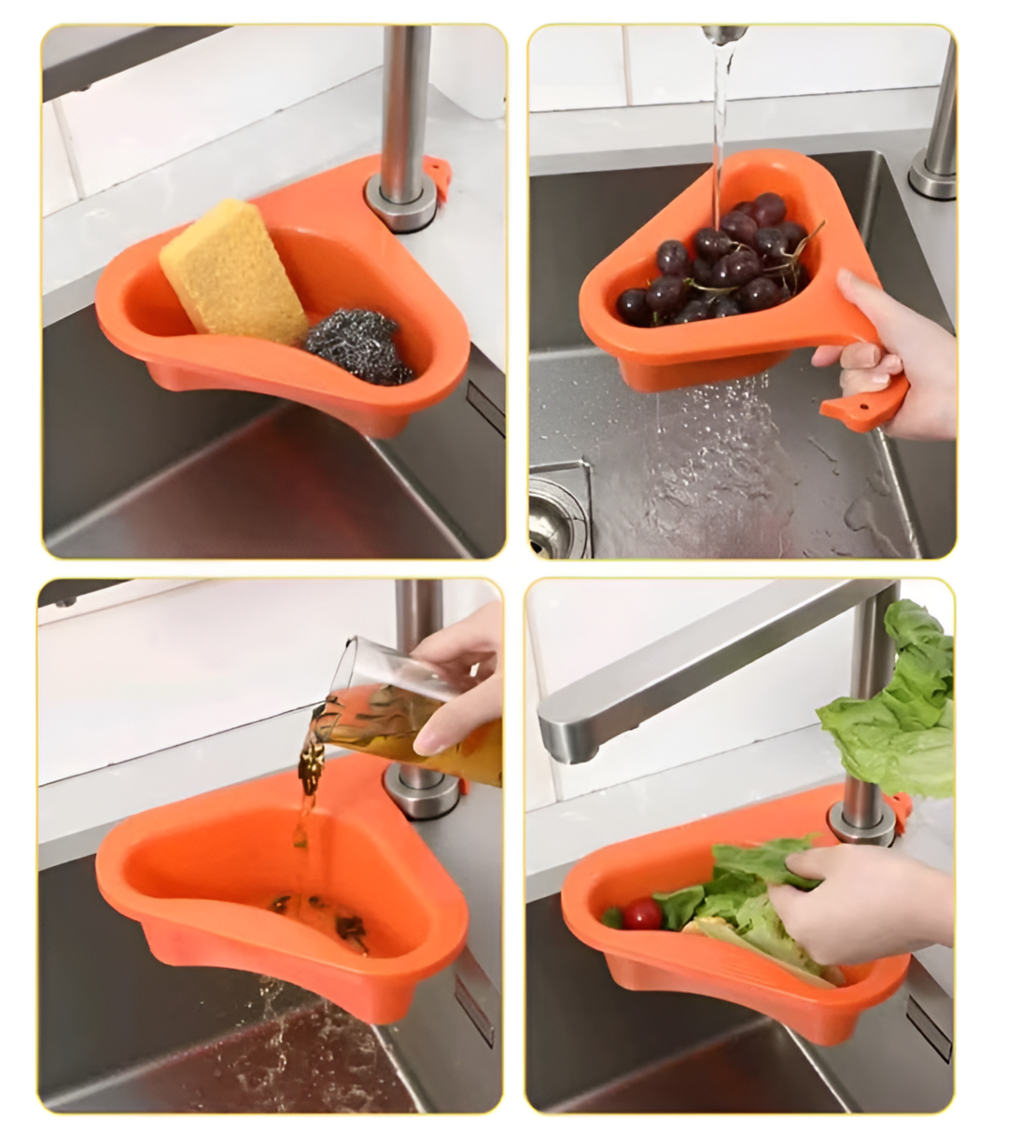 Cosulet de Scurgere Neo™ pentru Chiuveta, Forma de Lebada, Prindere de Baterie, Portocaliu