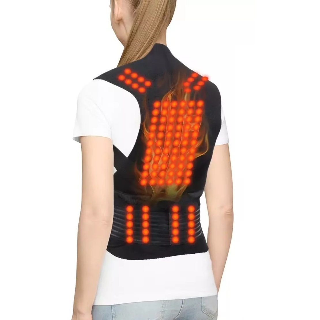 Aparatoare Profesionala cu 111 magneti Neo™ Premium®, tip Corset pentru spate si coloana, unisex, dimensiune reglabila, Negru