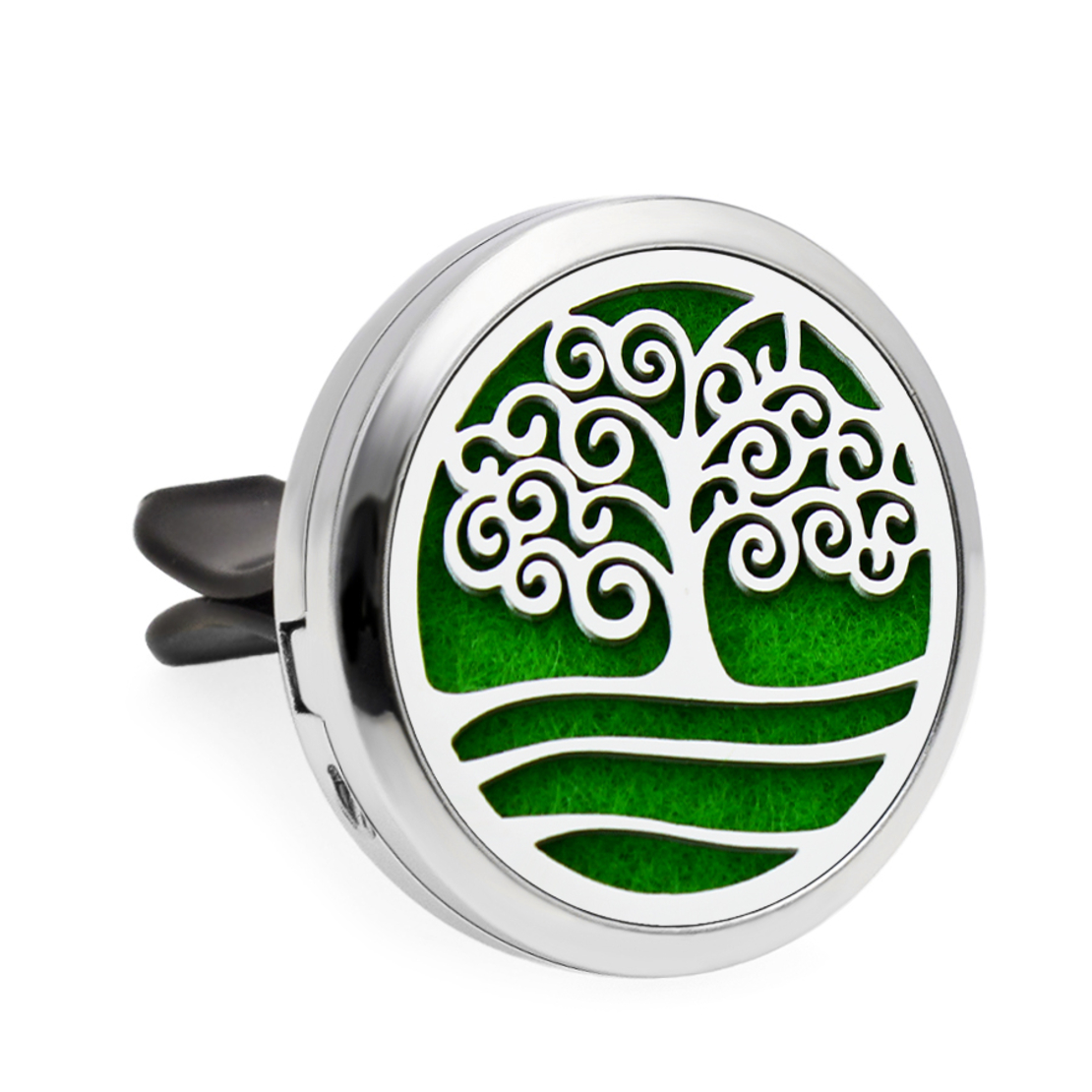 Difuzor auto aromoterapie Neo™ HG858 Tree with Waves, 1 pad burete inclus, cu uleiuri esentiale, eco friendly, otel inoxidabil