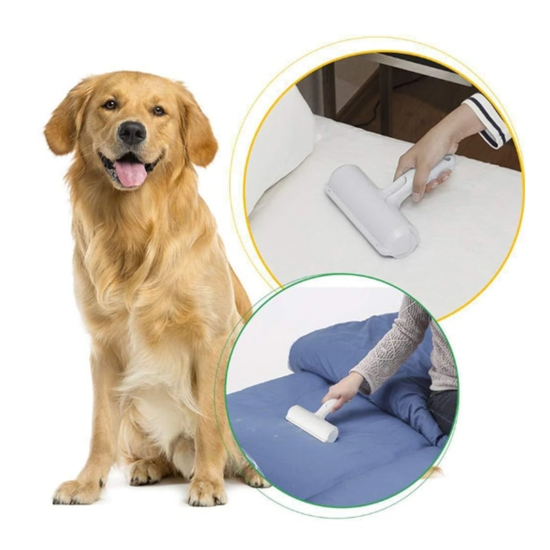 Set Format din Perie cu Rola si barete de cauciuc, Neo™ Pet®, cu compartiment pentru colectarea blanii si parului, Albastru si Manusa Periat Animale Neo™ Pet®, Rosie, 23X16.5CM