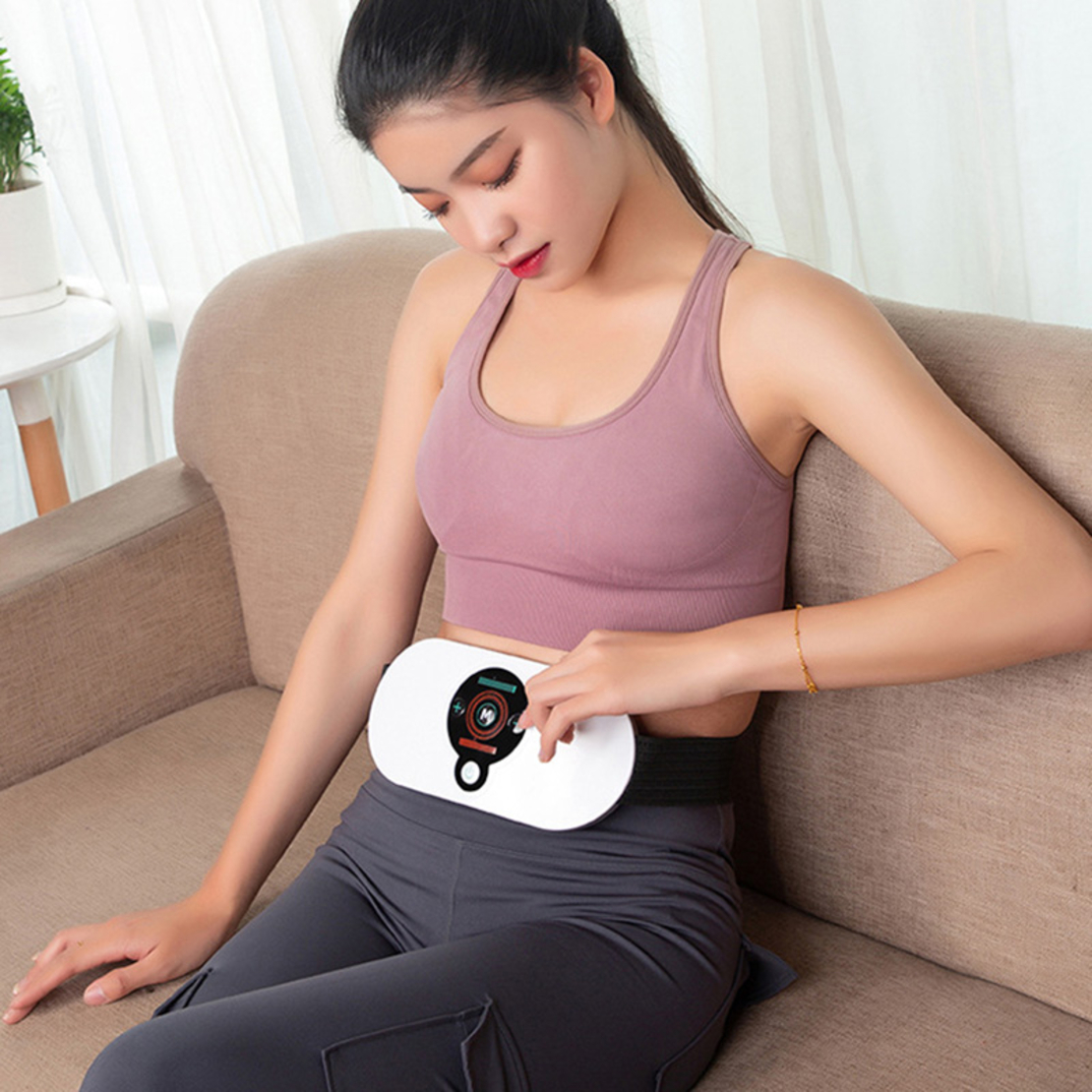 Centura Masaj cu electrostimulare si infrarosu, Neo™ Premium, cu 5 programe de masaj si 18 niveluri de intensitate, pentru slabit, tonifiere si masaj abdomen, fese, coapse, spate