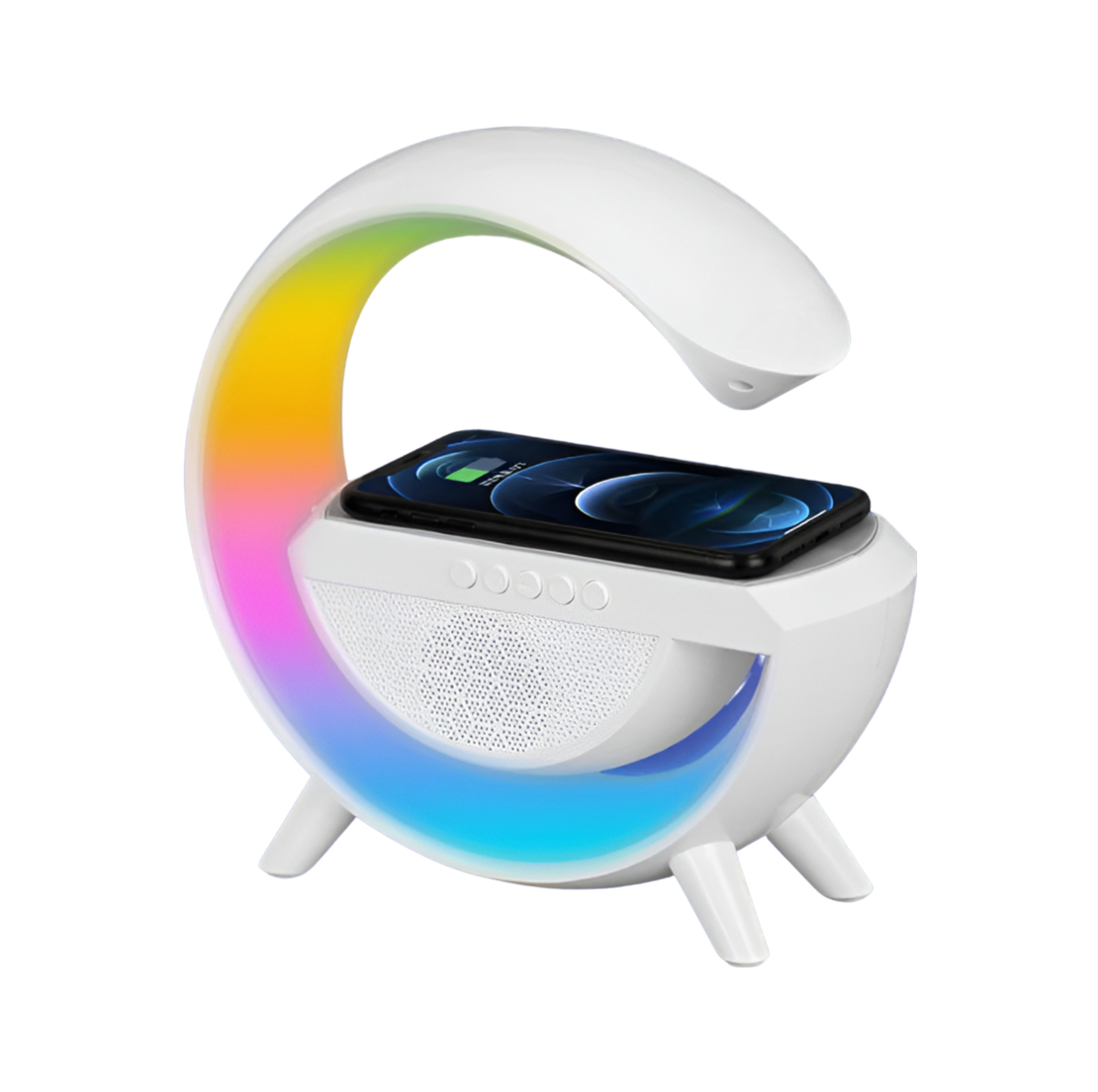 Lampa 3 in 1 RGB Neo™, Fast Charging Wireless, Speaker, Bluetooth, Lumini Ambientale, Alba