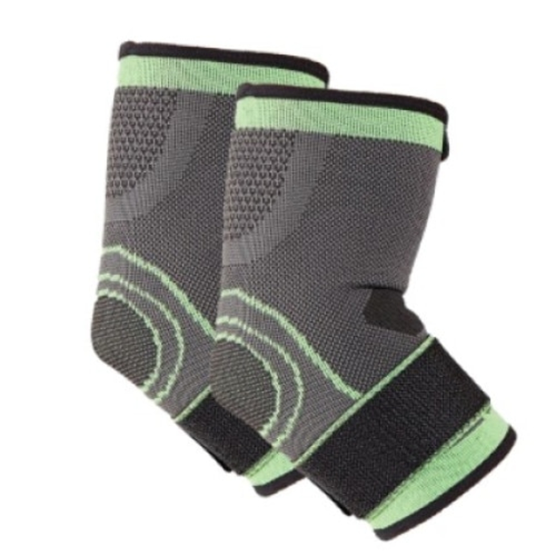 Set 2 Suporturi medicale cu dublu rol pentru cot Epicondilita - Material Textil si Elastan, Negru/Verde-XL, Neo™