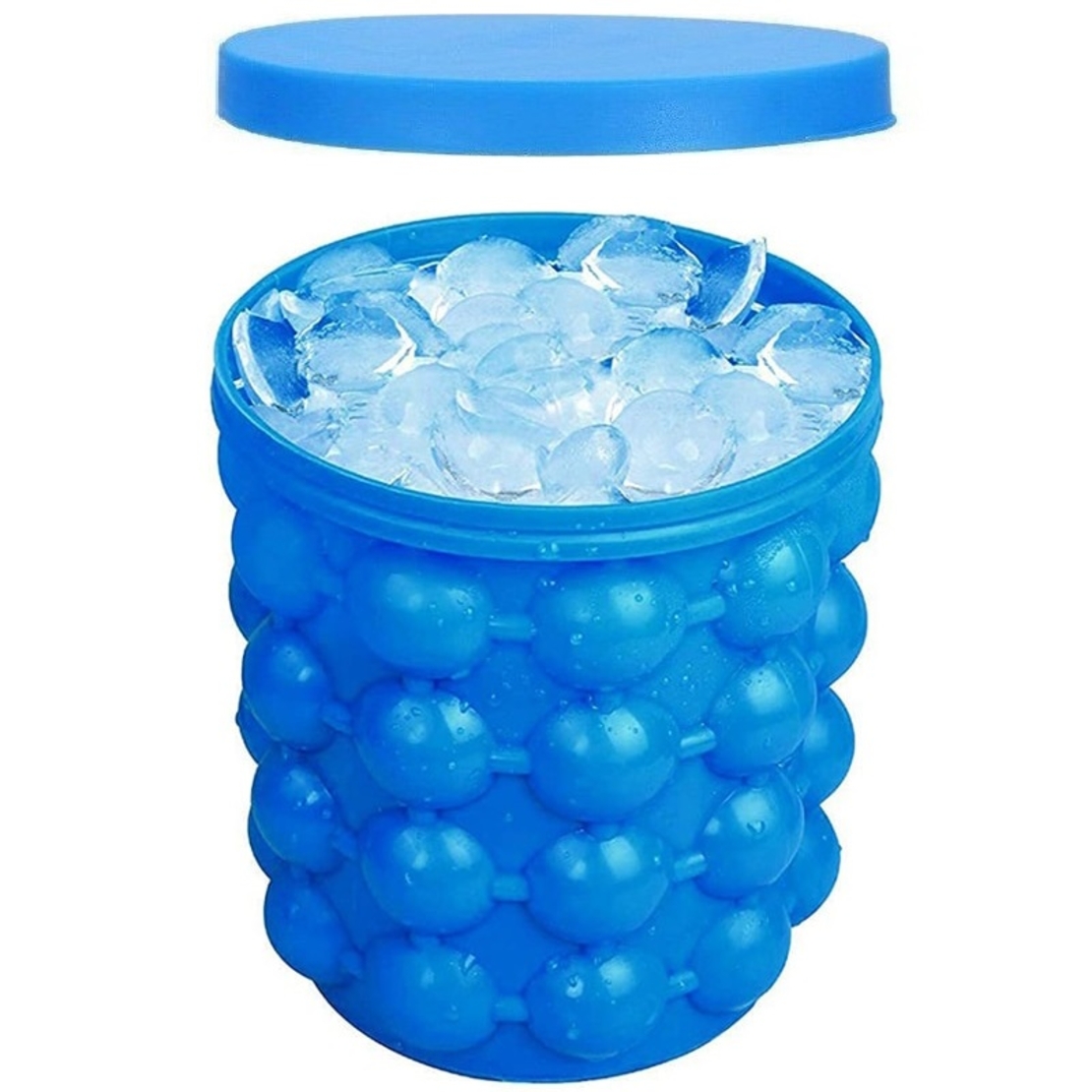 Frapiera Pentru Racirea Bauturilor, Neo™ Ice-Ice-Baby®, din Silicon Fara BPA, Capac Inclus, 120 De Cuburi, 11x11x12cm, Albastru
