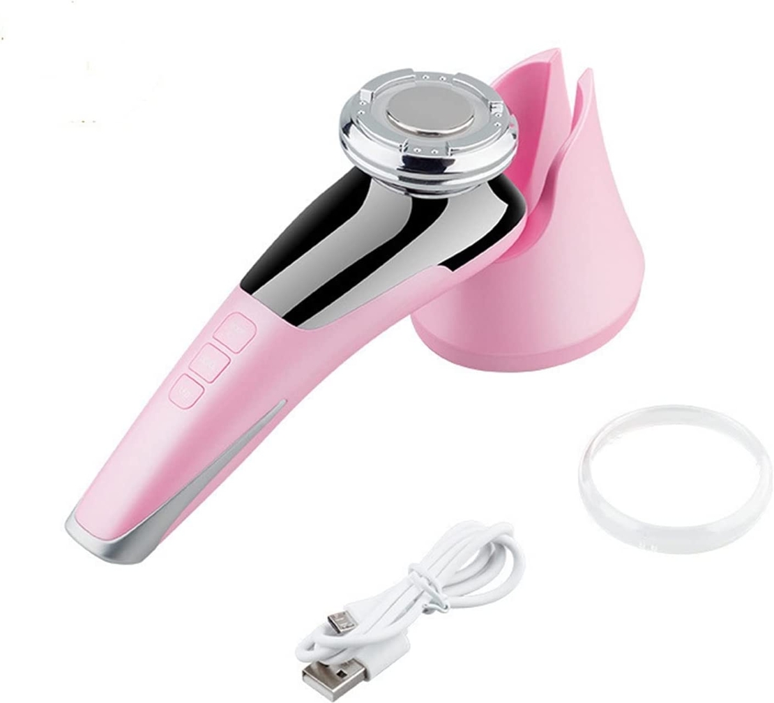 Aparat Profesional tratament facial si intinerirea pielii 5 in 1, Neo™ Skin®, Mezoterapie, LED, Lifting, Anti Rid, vibratii EMS, Microcurent, Masaj facial, Roz