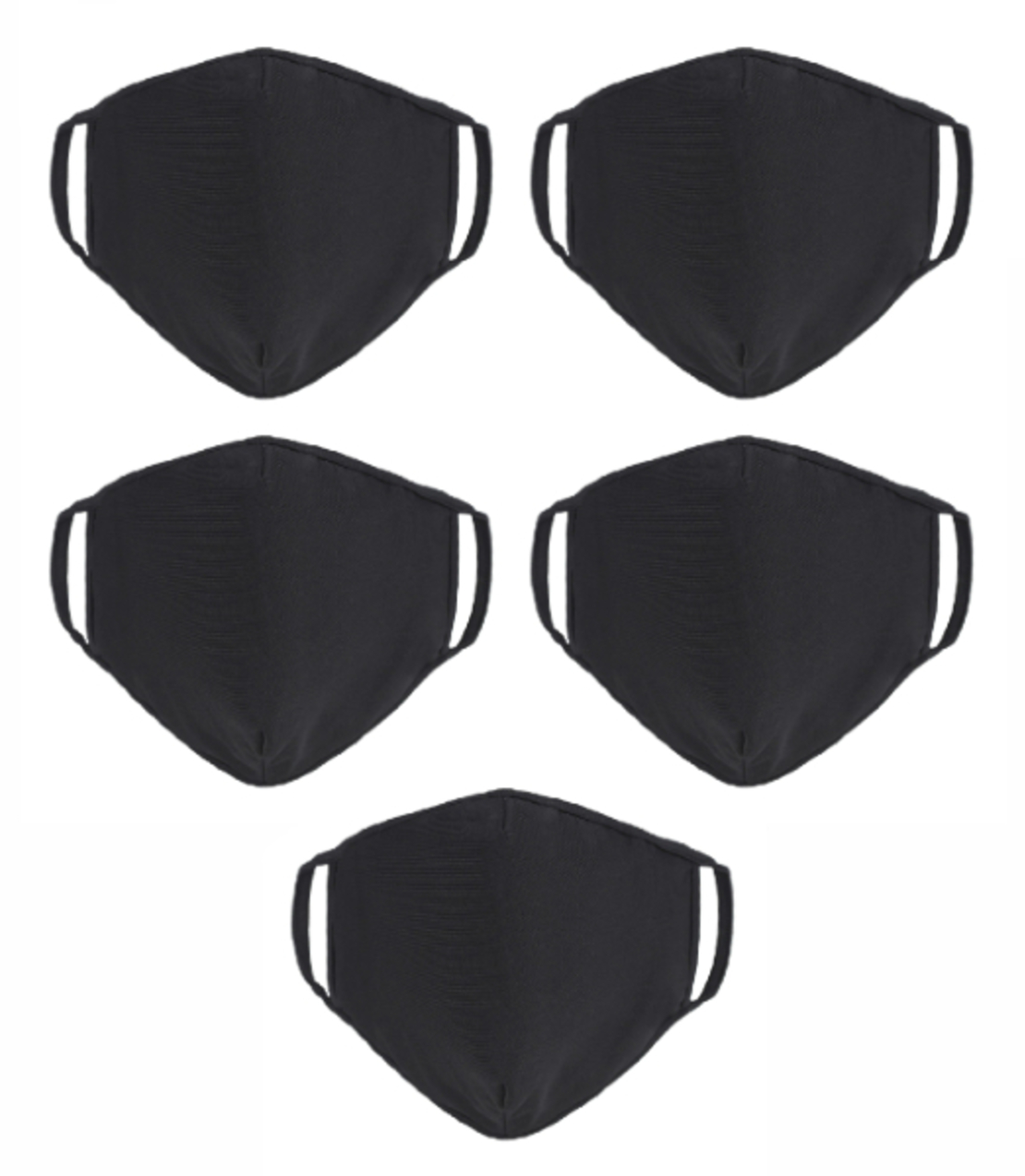 Set 5 masti de protectie textila din bumbac 100%, reutilizabila, Neo Cotton, Neagra
