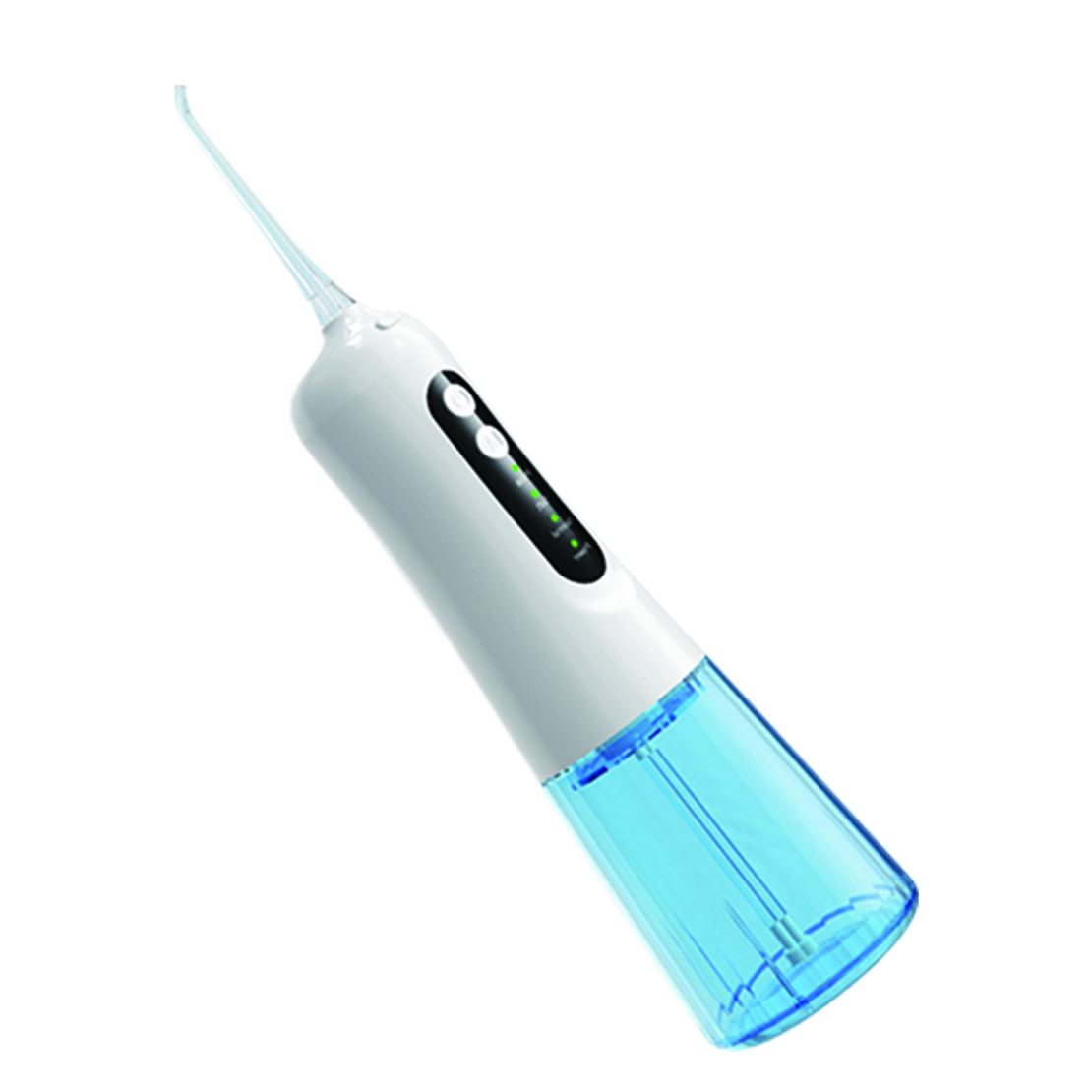 Irigator bucal si oral profesional Neo™ M208®, 140 PSI, portabil, 4 moduri de lucru, acumulator 1400mAh, multiple duze incluse, 300 ml, alb