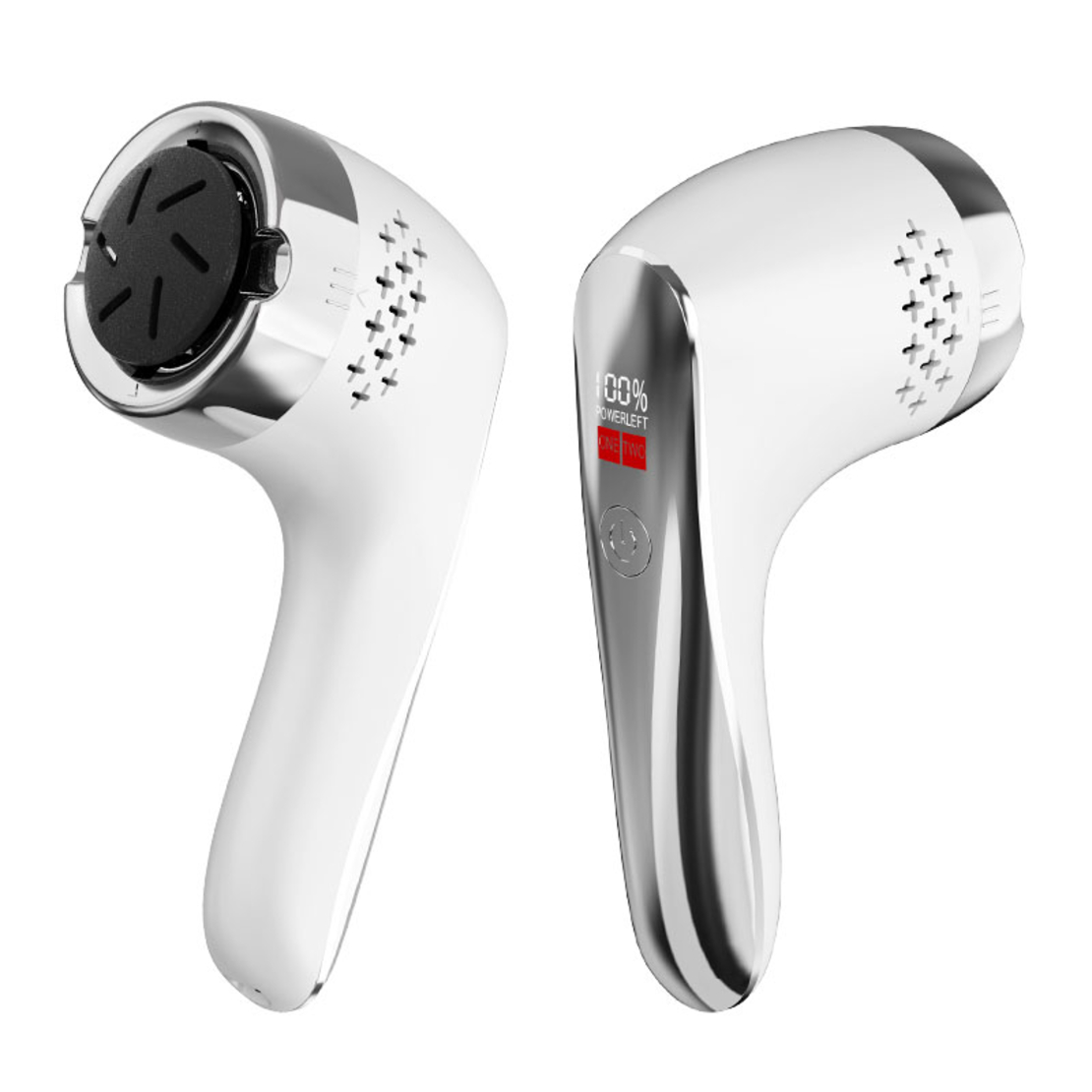 Set Aparat Profesional pentru indepartare bataturi Calus EAR Neo™ Foot Polisher Vacuum, cu aspirator, inlatura si pielea uscata, display digital, LED, incarcare USB, 2 role, 2700 rpm, C6497, Alb