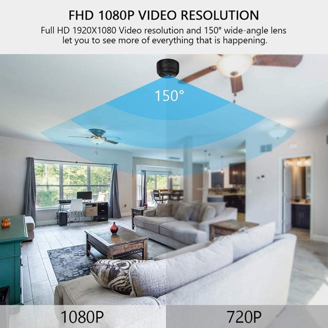 Mini camera de supraveghere wireless WiFi 1080p Full HD prindere cu magnet Neo™ Camy-Cam®