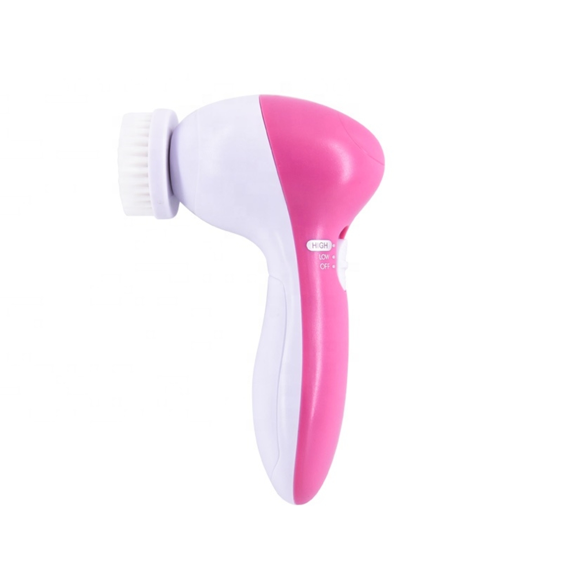 Perie Rotativa pentru curatare faciala si masaj 5 in 1, Neo™ Premium, cu 2 viteze, functie de reglare a vitezei, 5 capete perii interschimbabile,13x7cm, alb/roz