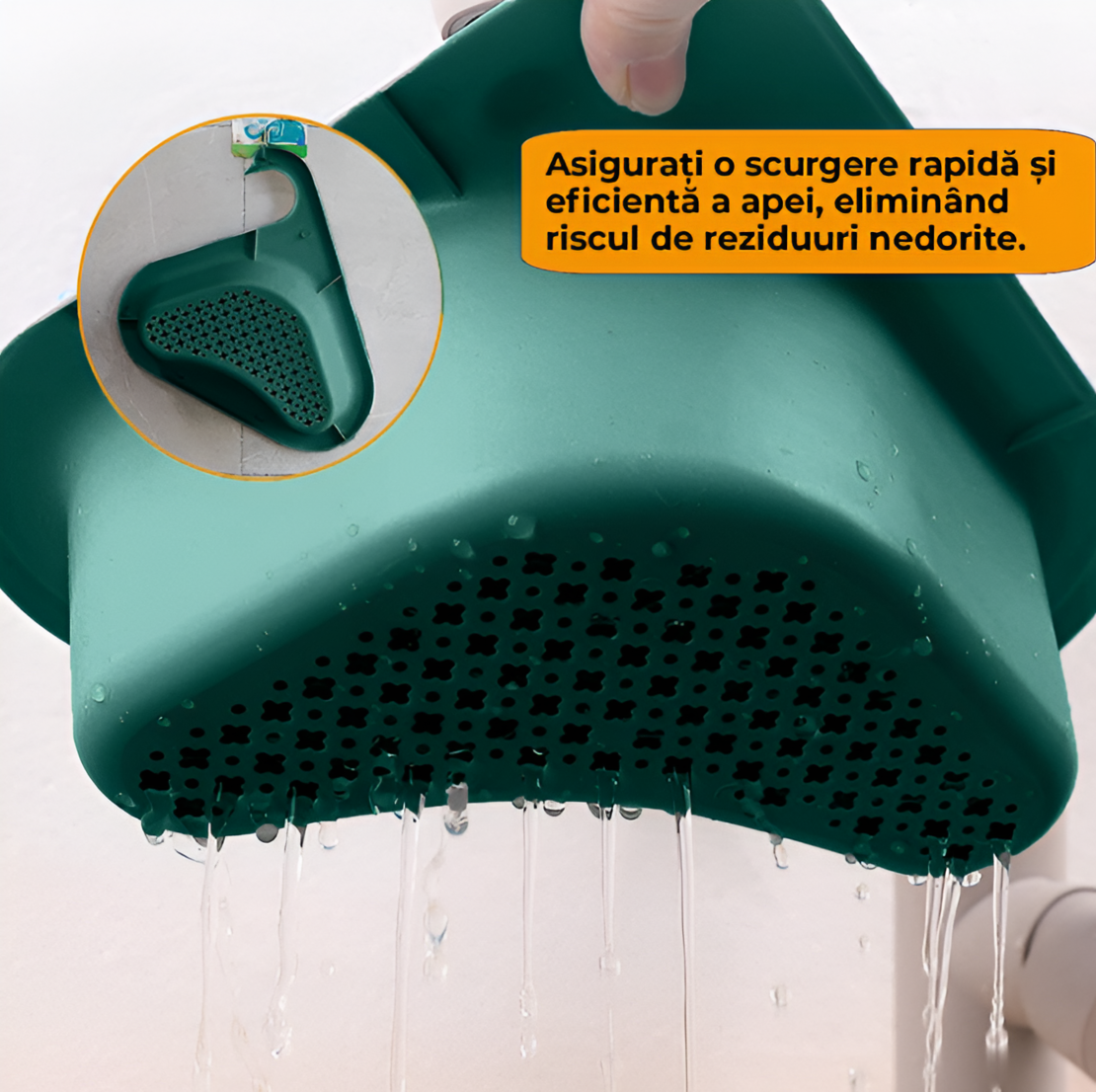 Cosulet de Scurgere Neo™ pentru Chiuveta, Forma de Lebada, Prindere de Baterie, Verde