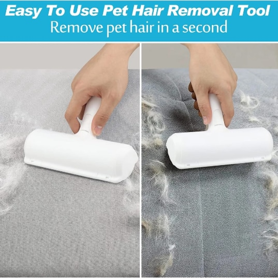 Perie cu Rola si barete de cauciuc, Neo™ Pet®, cu compartiment pentru colectarea blanii si parului, utila in Curatarea Parului de Animale, Lavabila Reutilizabila, Albastru