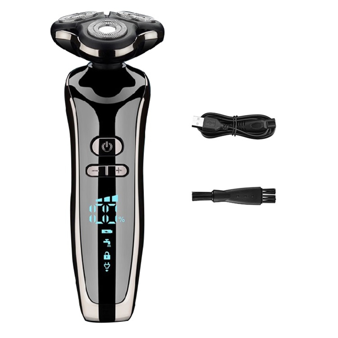 Aparat de ras electric 7 Capete, cu maner lung, Neo™ Blade 3D Samurai®, functie de trimmer, multifunctional, fara fir, incarcare USB, rezistent la apa, 3 lame independente, usor de curatat, sistem 7 in 1, Black-Silver