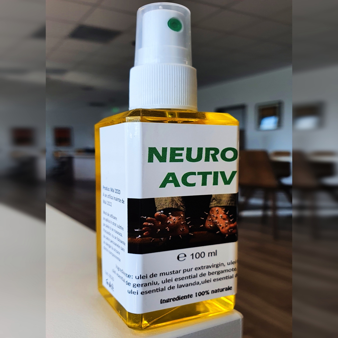 Ulei de masaj cu efecte terapeutice Extract Tea Tree, Bergamote, Lavanda, Menta, Busuioc, fluid, NeuroActiv, 100 ml