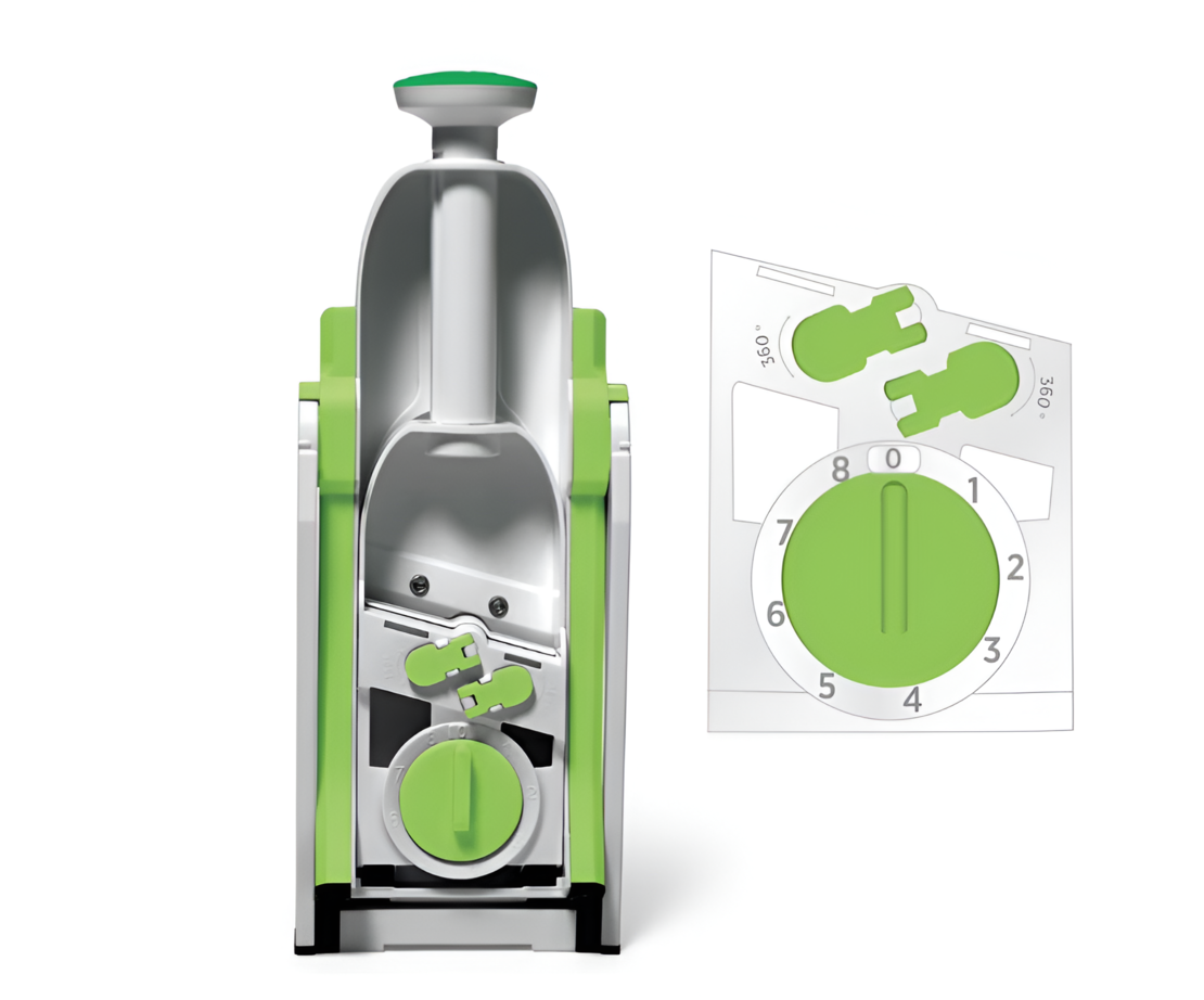 Feliator de Legume Neo™, Pliabil, 4 functii, Tava de Colectare, Verde