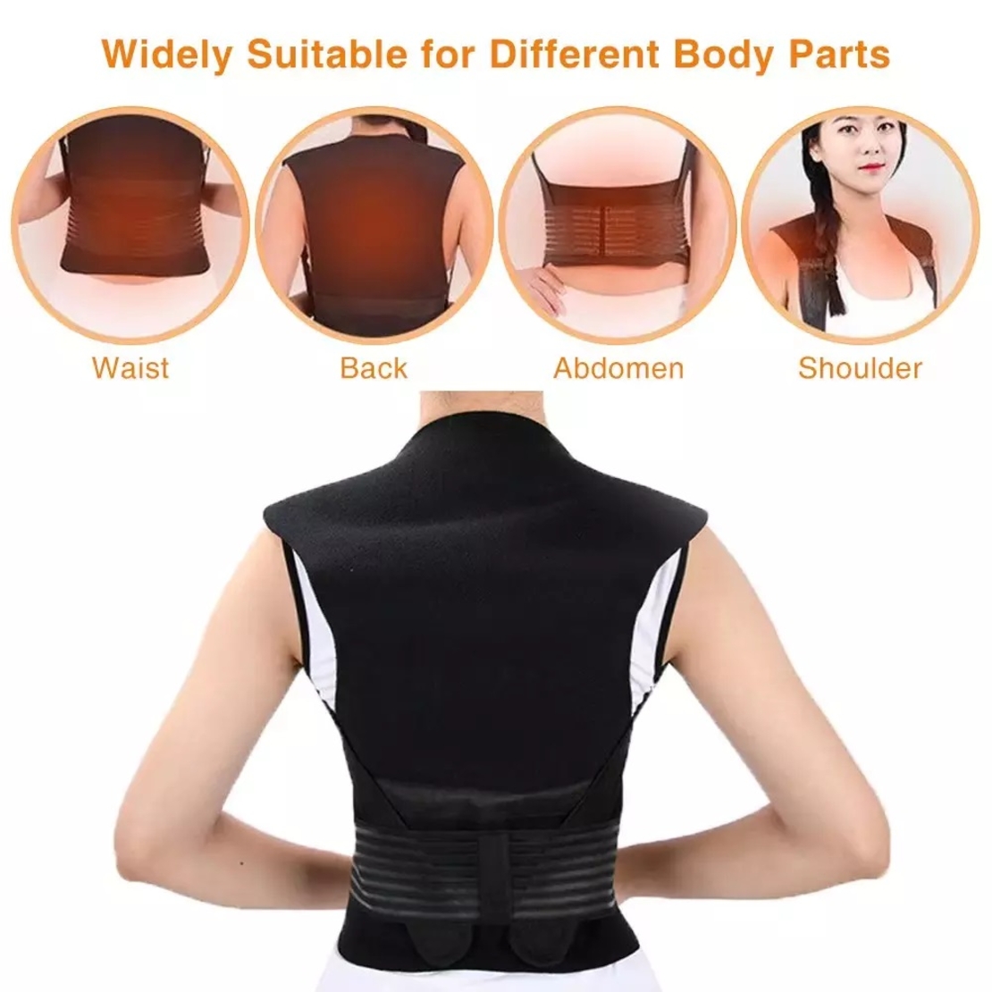 Aparatoare Profesionala cu 111 magneti Neo™ Premium®, tip Corset pentru spate si coloana, unisex, dimensiune reglabila, Negru