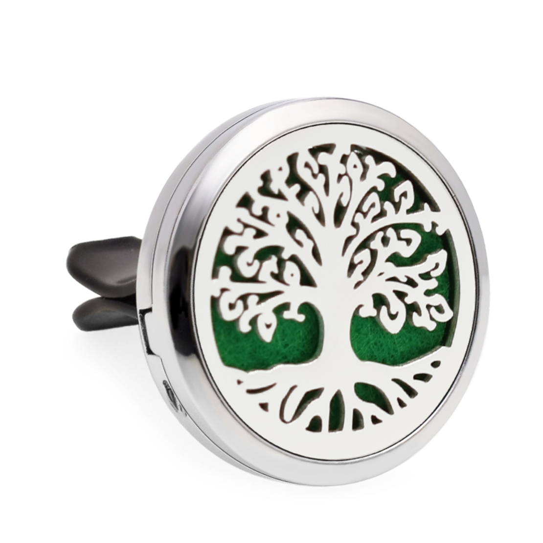 Difuzor auto aromoterapie Neo™ HG254 Tree of Life Curly Leaves, 1 pad burete inclus, cu uleiuri esentiale, eco friendly, otel inoxidabil