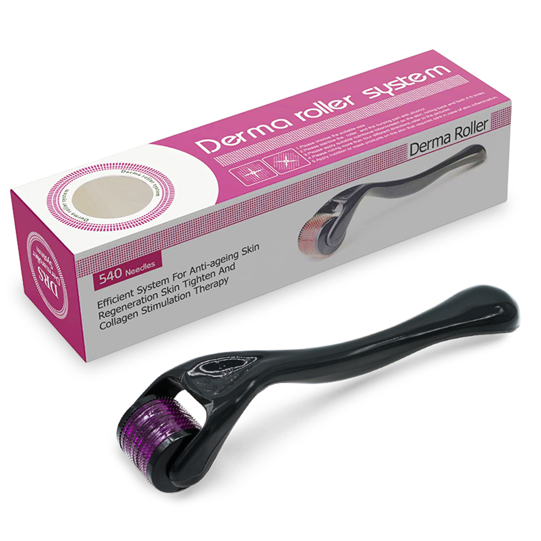 Aparat masaj facial Professional Neo™ Derma Roller Plus pentru regenerarea pielii si reducerea ridurilor si cicatricilor, 540 ace din titan