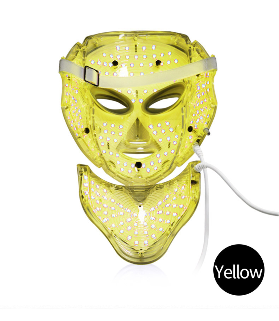 Masca LED Cosmetica Tratament Fotoni Fata si Gat, Neo™ Beauty, Anti-imbatranire, Anti-Acnee, Functie de Lifting, 7 Culori LED, Tratament non invaziv, Alba