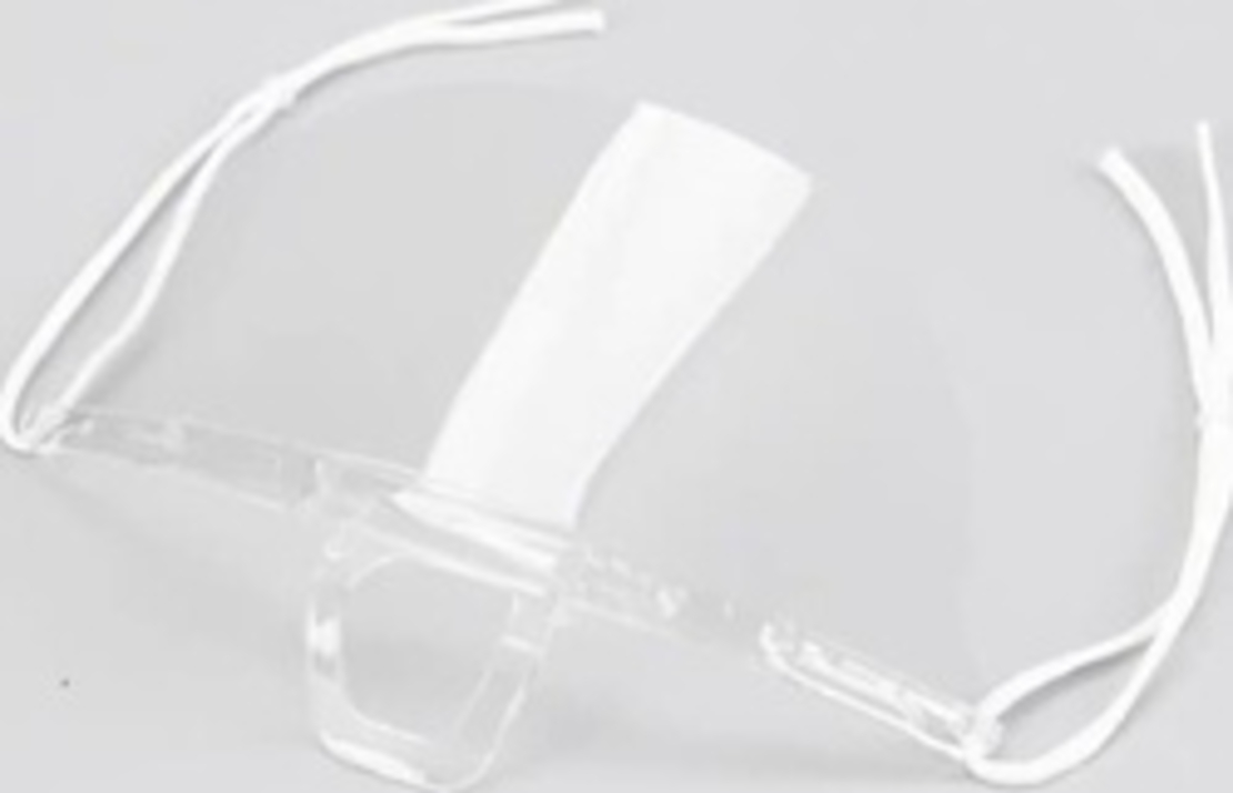 Set 12 Masti transparente reutilizabile pentru gura si nas, cu suport pentru barbie si elastic, bandou alb, Neo™ Horeca