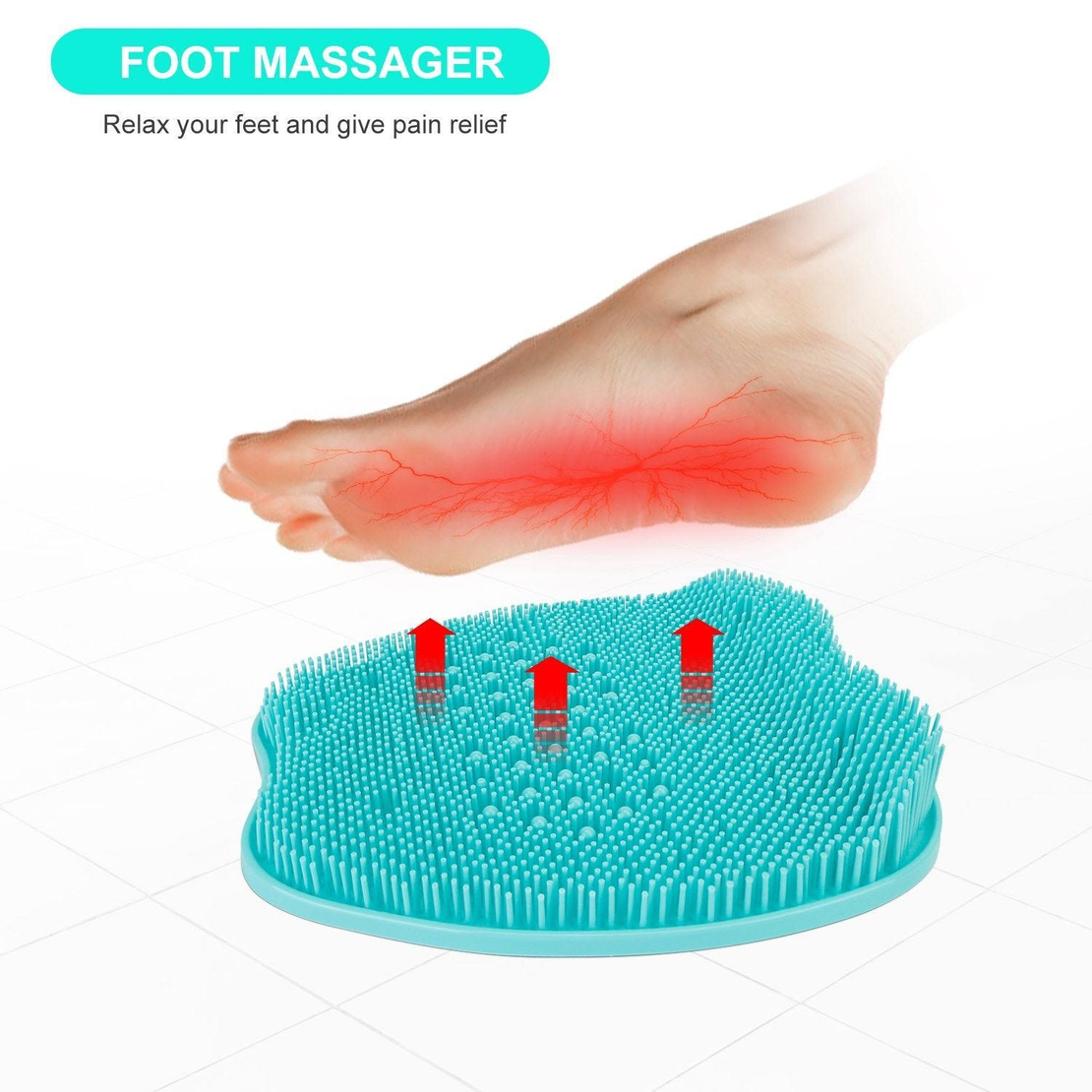 Covoras pentru baie sau dus, 2 in 1 din silicon pentru masaj, antiaderent, functie Masaj Picioare, Curatare spate, Neo™ Bath®, 30 x 30, Verde