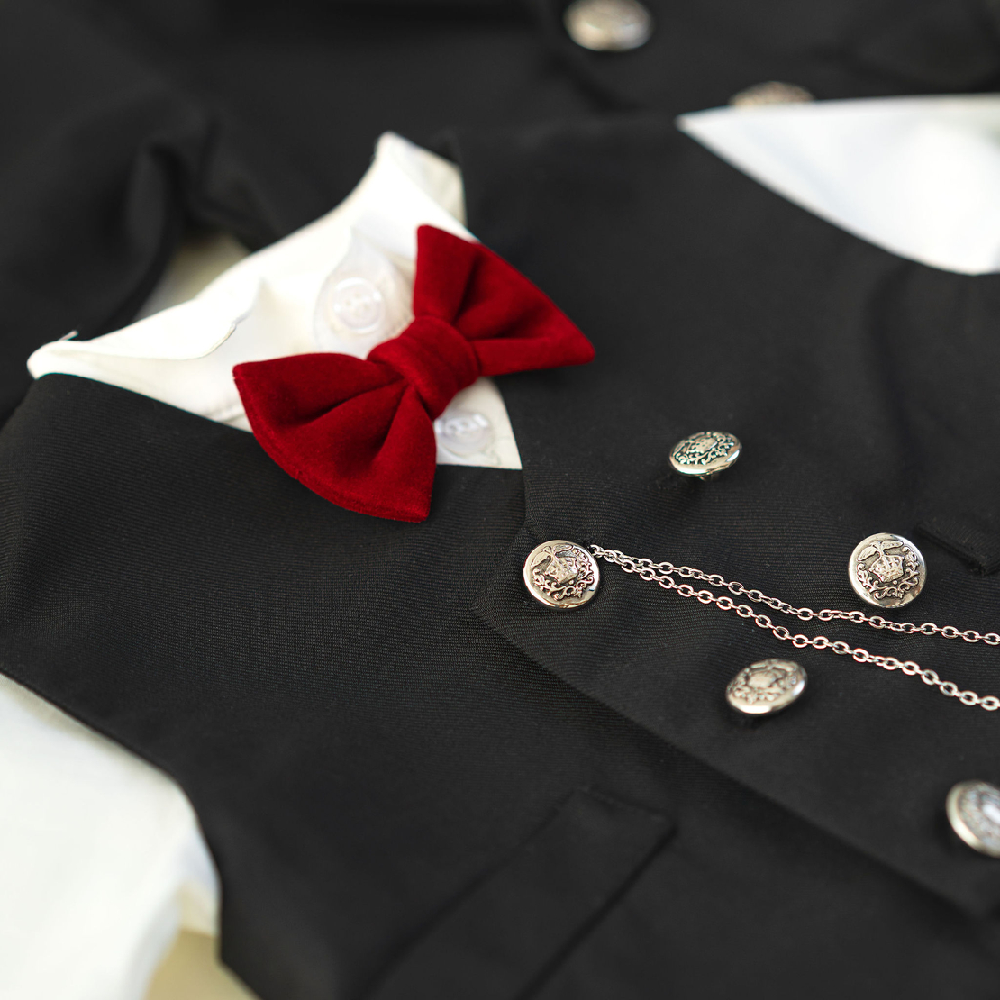 Costum botez 6 piese baieti, negru, model ANTHONY