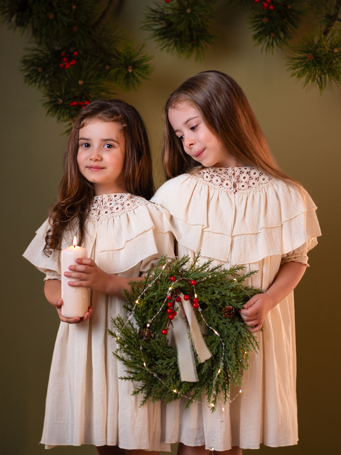 Rochiță din pânză topită fină pentru fetițe, model TAISIA