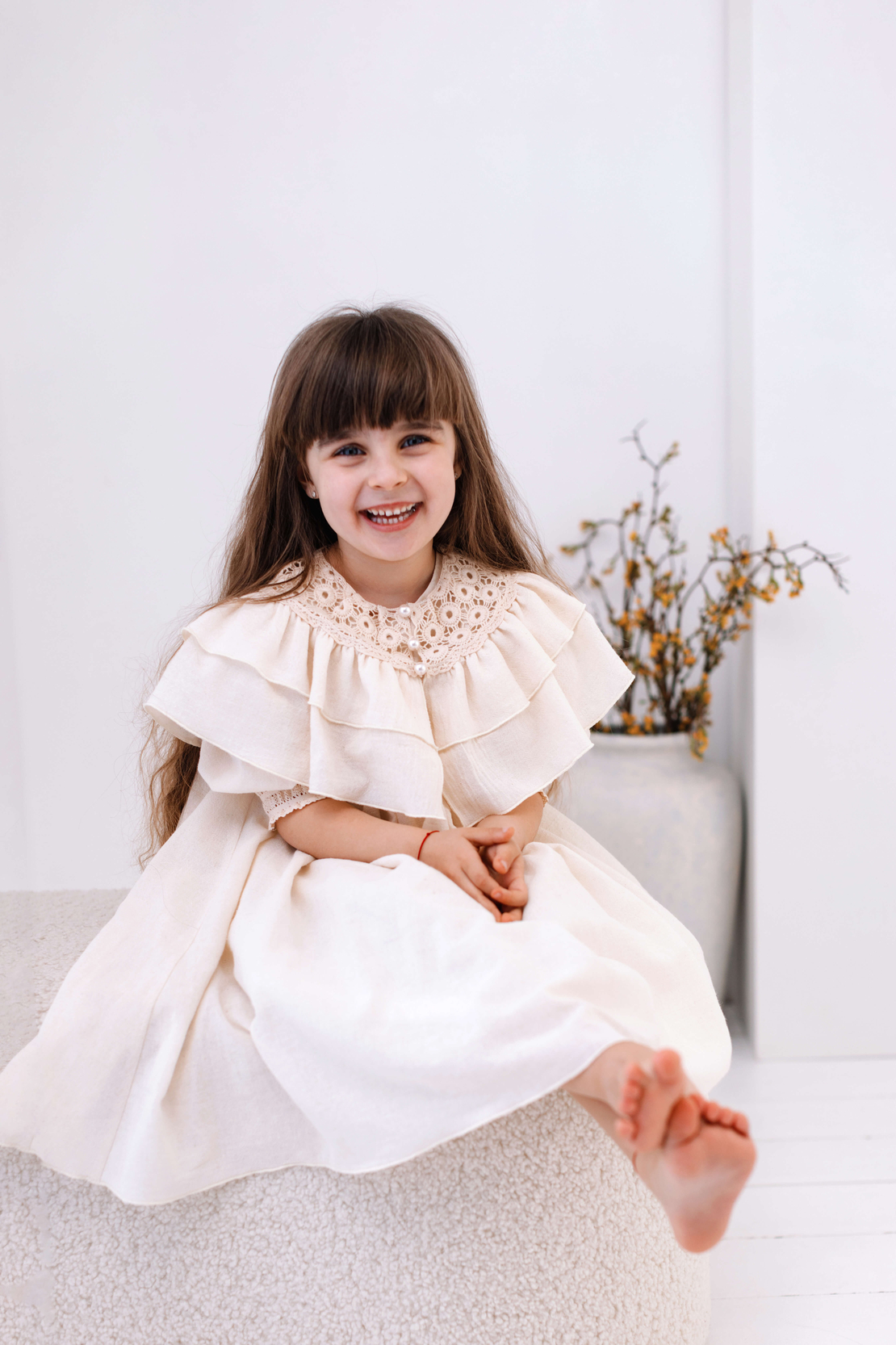 Rochiță din pânză topită fină pentru fetițe, model TAISIA