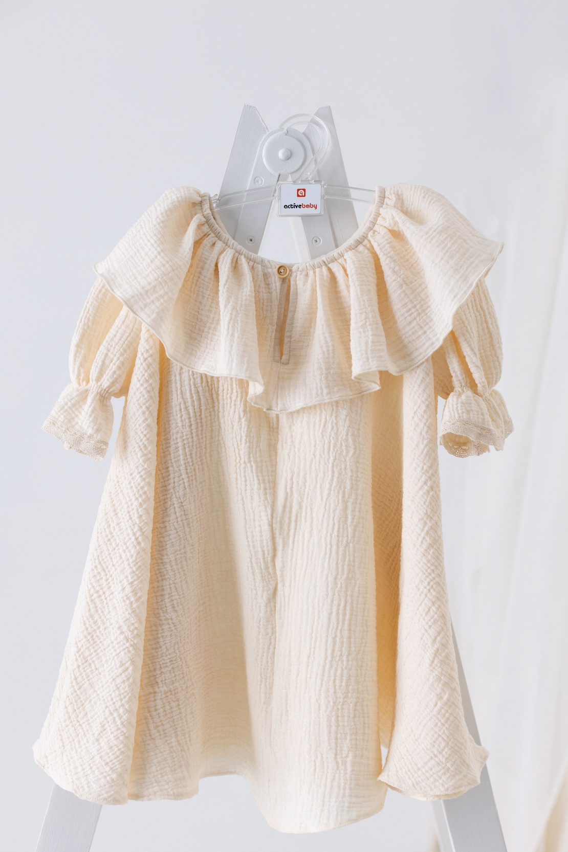 Organic muslin dress for little girls, model AMELIA
