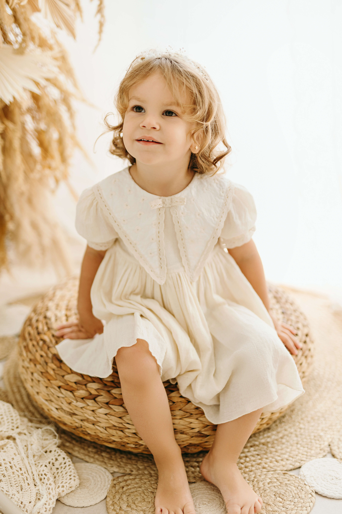 Rochita fetite, bumbac alb, model Karolina