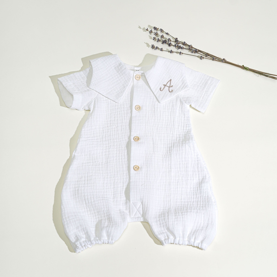 Salopeta fetite, din muselina alba, model ALIA