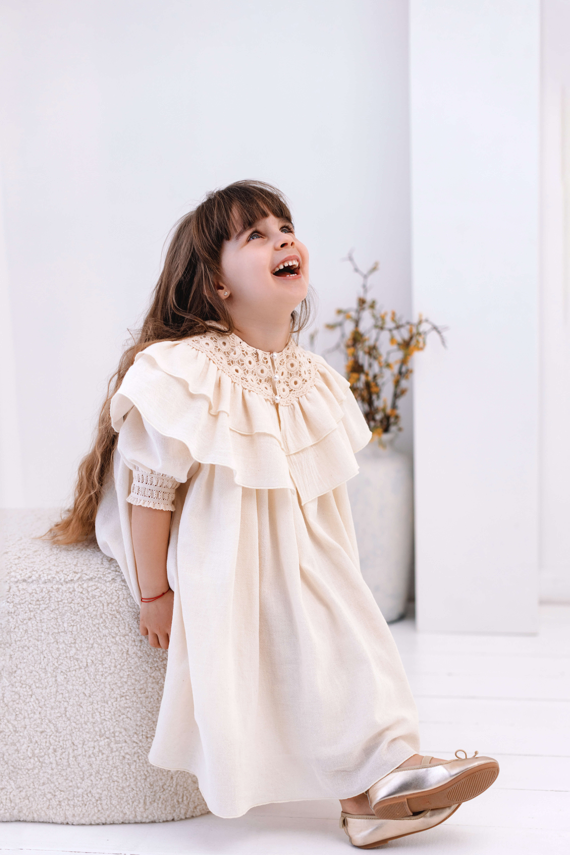 Rochiță din pânză topită fină pentru fetițe, model TAISIA