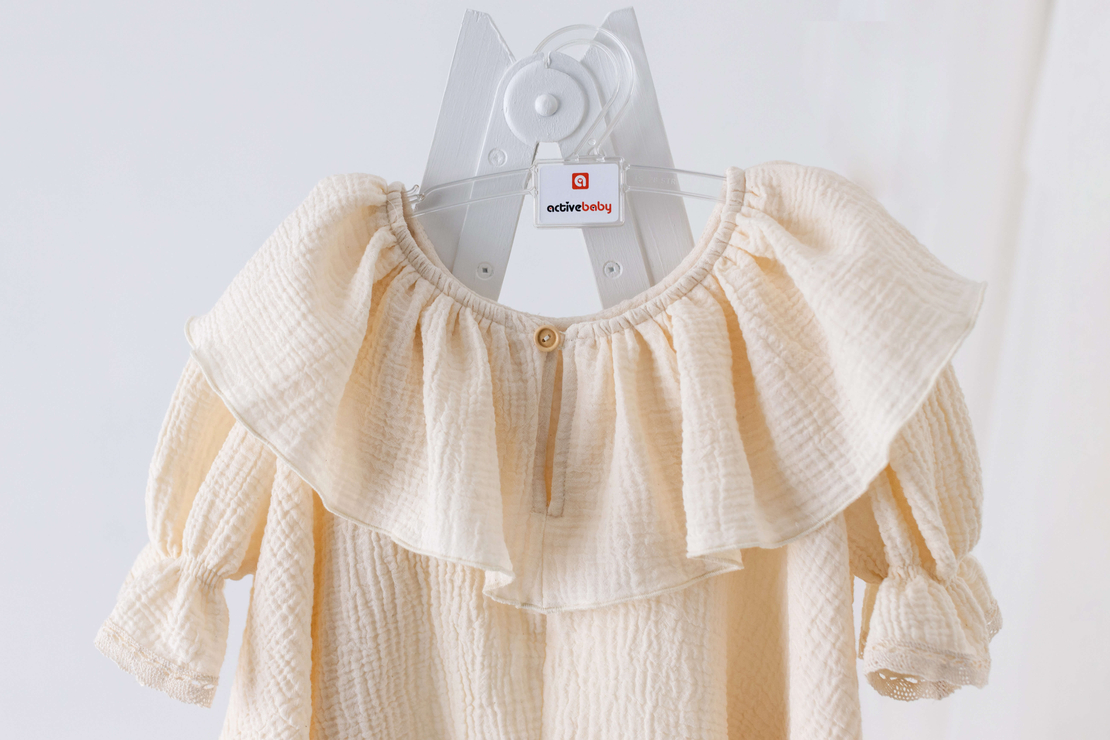 Organic muslin dress for little girls, model AMELIA