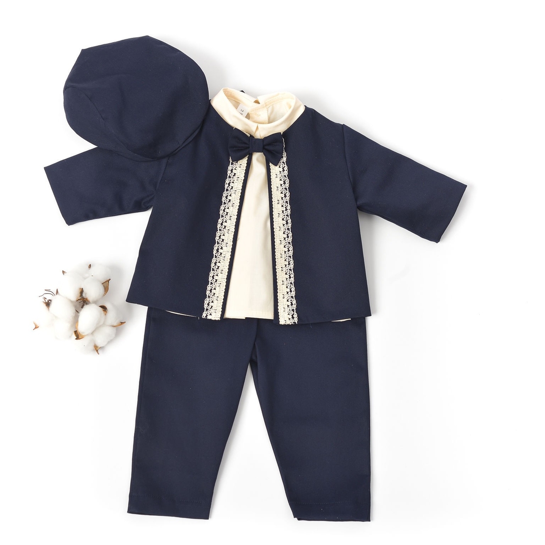 Costum botez baietel, stofa bleumarin, model DAVID