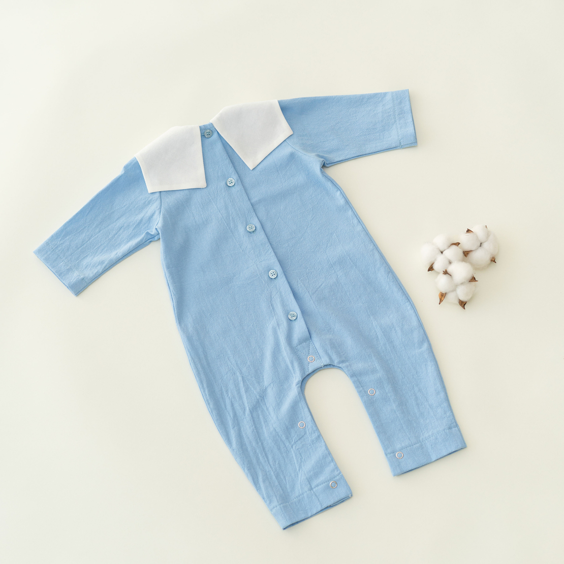 Salopetă „Dar de la Dumnezeu” baby blue din bumbac prespălat