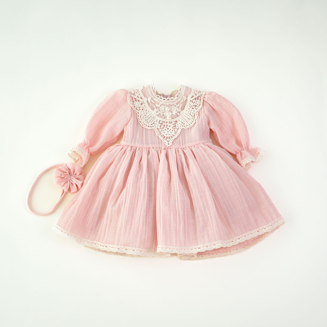 Rochita botez, 0-1 ani, roz pudra, model ADELLE