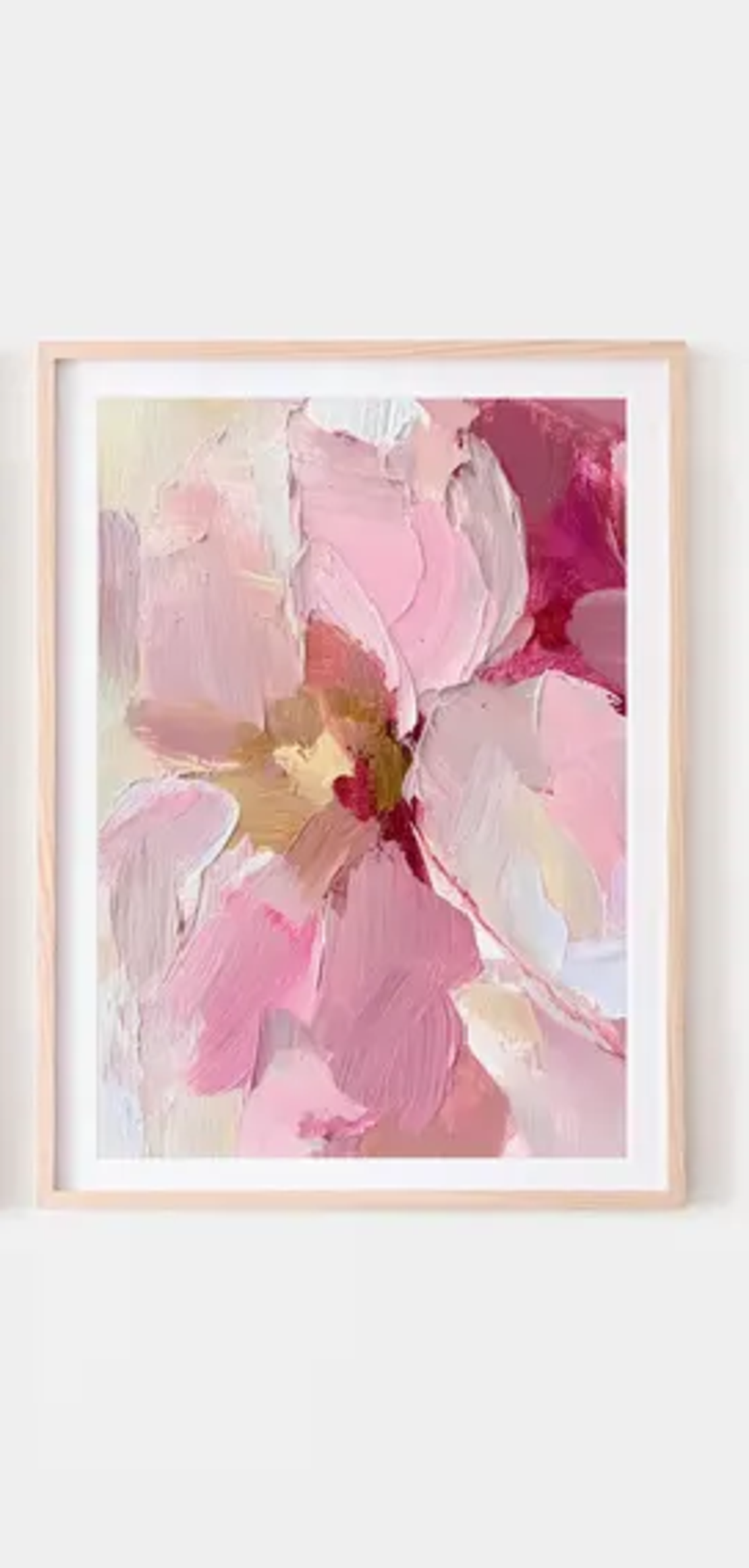 Tablou, Ramă Bej, roz cu detalii florale, 30x40 cm