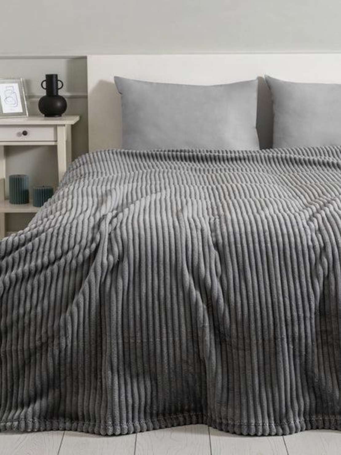 Patură pufoasă, New Home Textile, Gri petrol, pat dublu, 200x230 cm