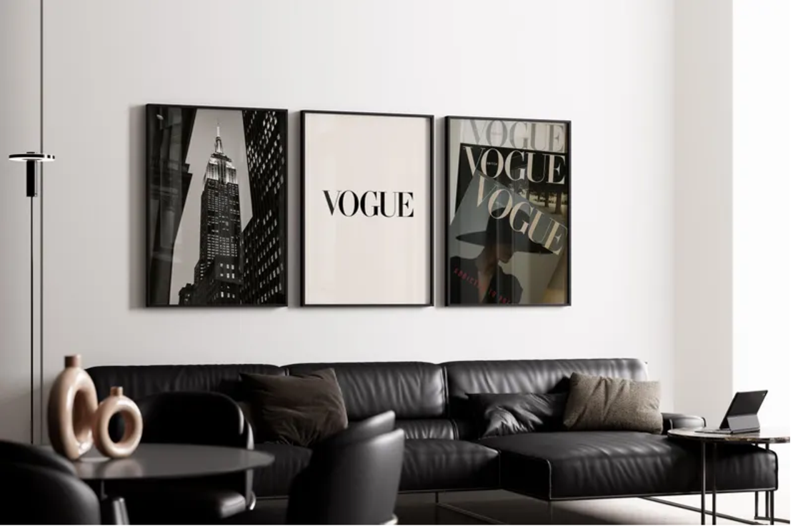 Set 3 tablouri, model Vogue, 30x40 cm