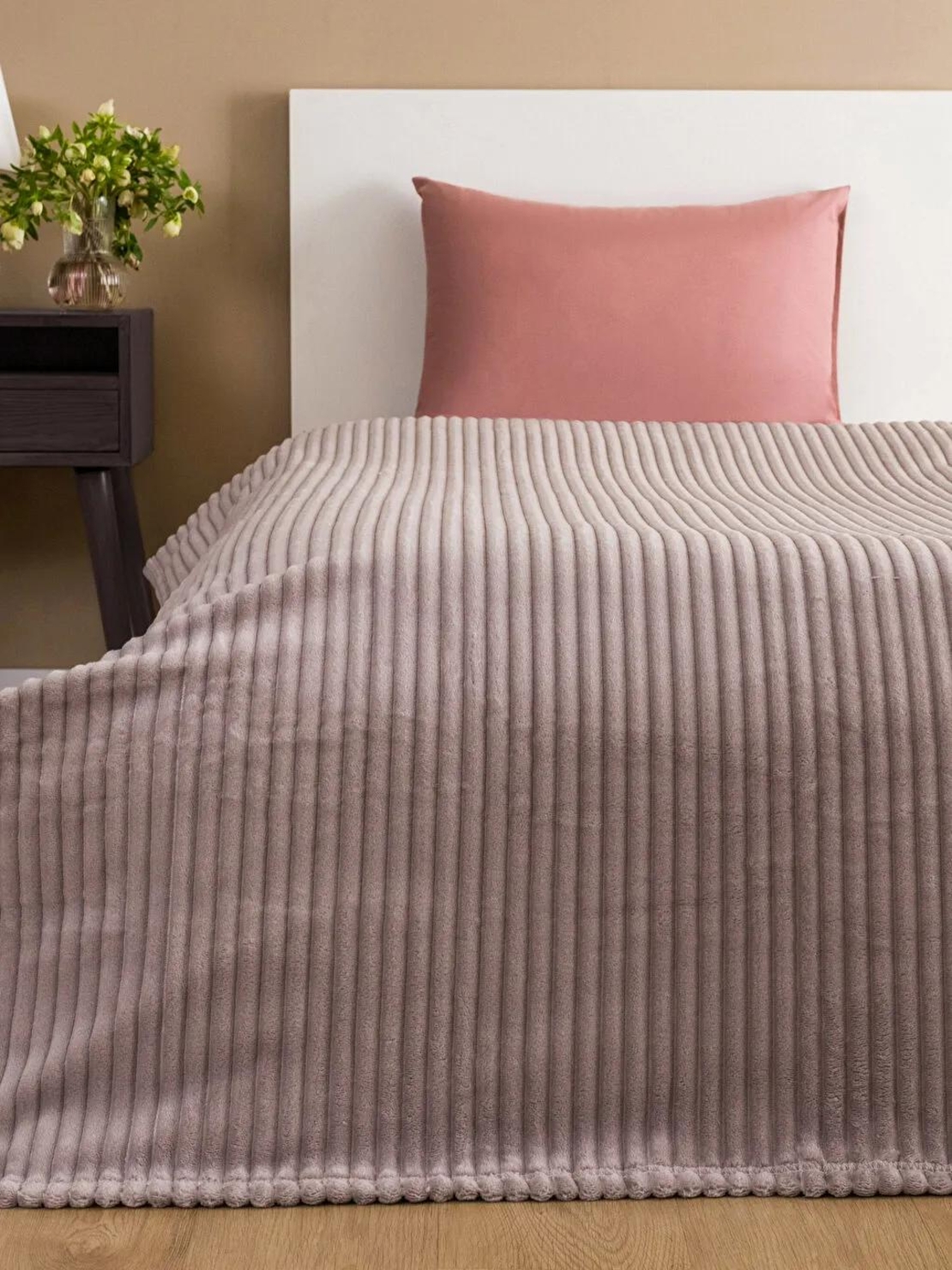 Patură pufoasă, New Home Textile, Roz pudrat, pat dublu, 200x230 cm