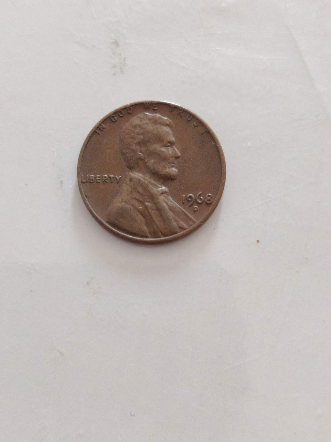 One cent, 1968