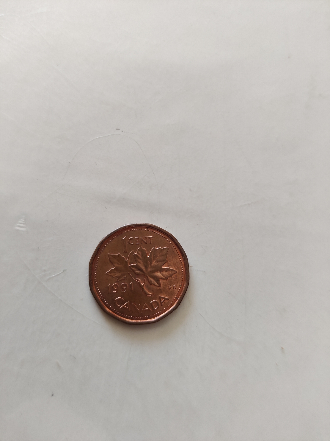 One cent, Canada 1991