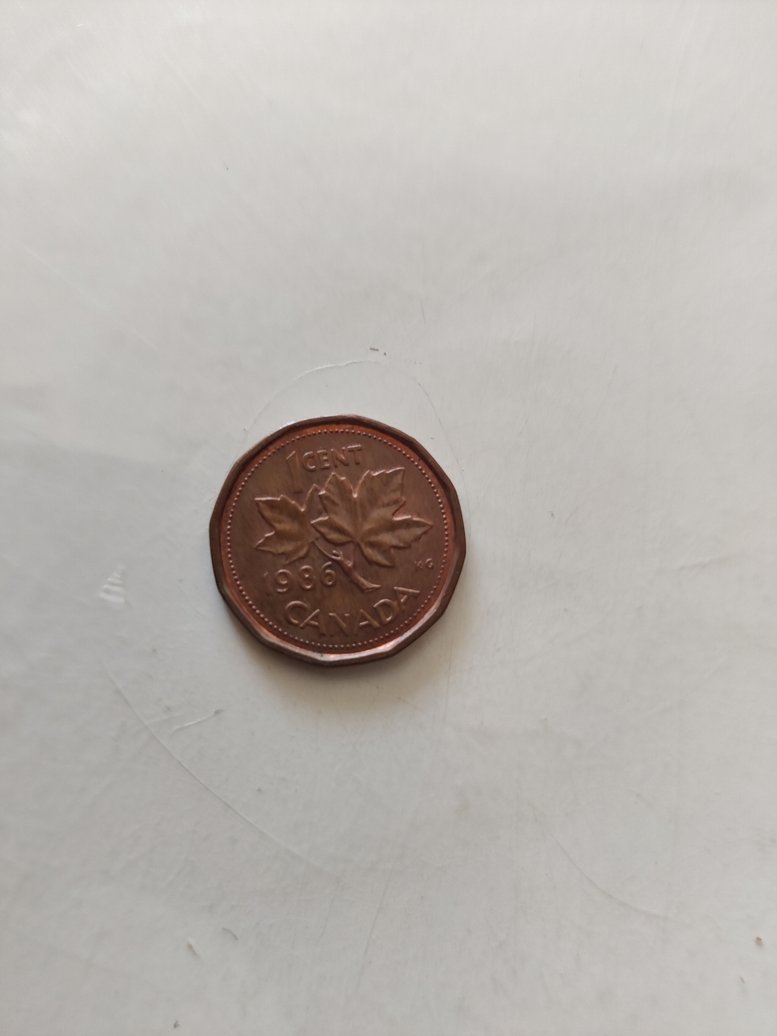 One cent, 1986, Canada