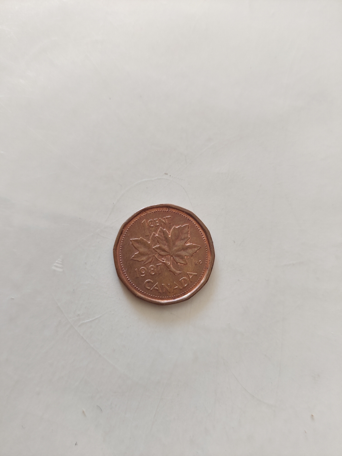 One cent, 1987, Canada