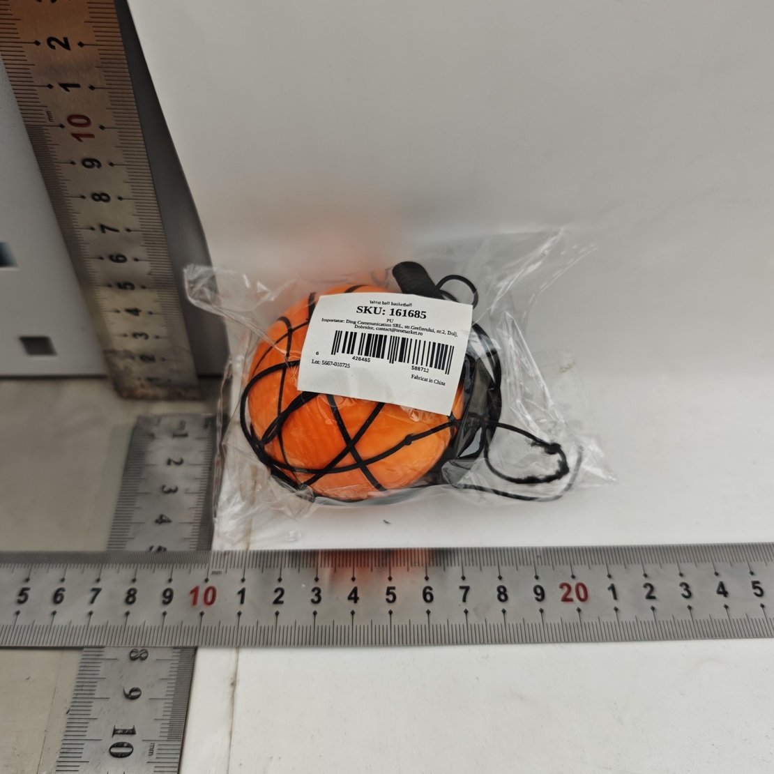 Minge Saltareata Hiperelastica, Flippy, Model Minge de Basket cu Fixare de Mana, Space Moon Ball foarte Elastica, Antistress pentru Copii, Diametru 66 mm, Portocaliu