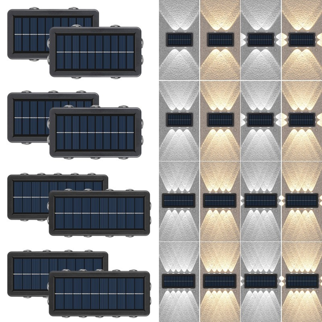 Lampa Solara, Flippy, 8+4 LED, Lumina Alba/Calda, din ABS+PC, 8 x 17.7 x 3.7 cm, Negru