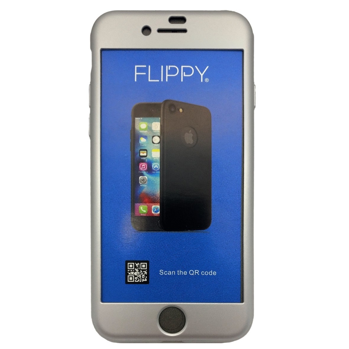 Husa de protectie Flippy Premium Full Cover 360 pentru Apple iPhone 7 Argintiu cu Folie sticla inclusa