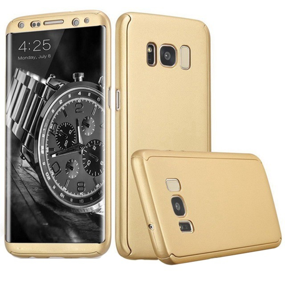 Husa Samsung Galaxy S8 Full Cover 360 Auriu + Folie de protectie